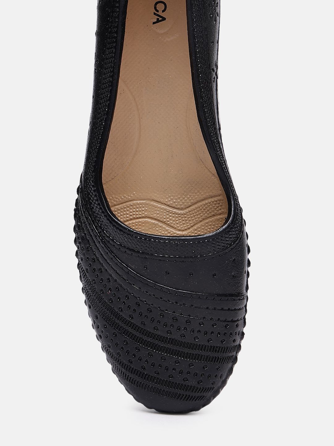 CORSICA Textured Round Toe Slip-On Ballerinas - left view