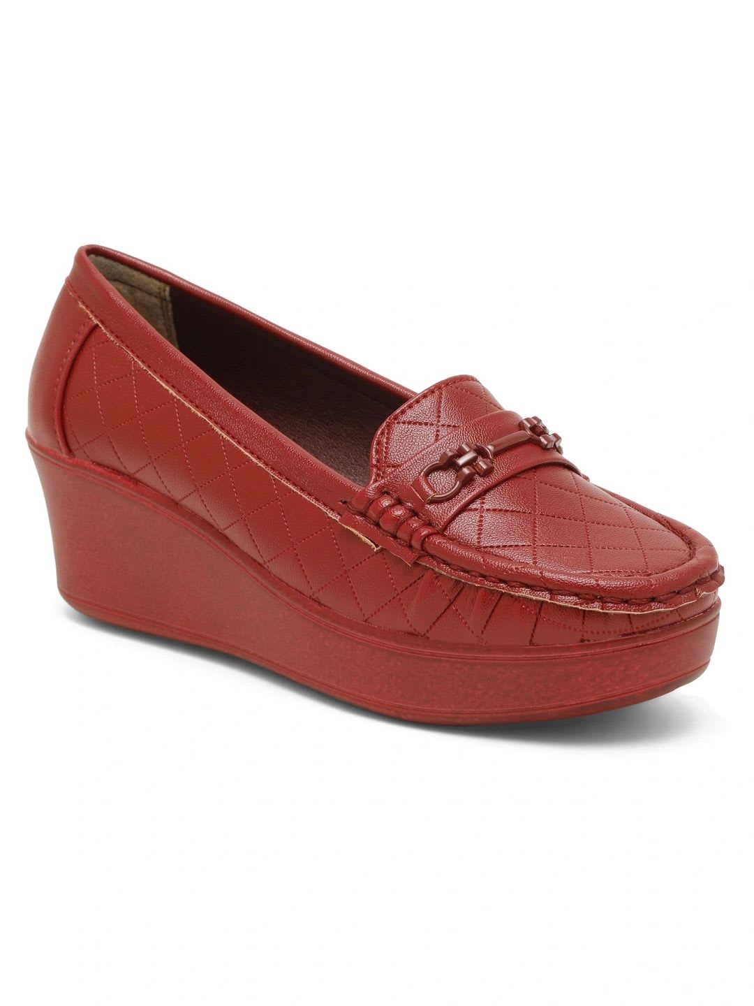 Flat n Heels Women Textured Loafers - back view