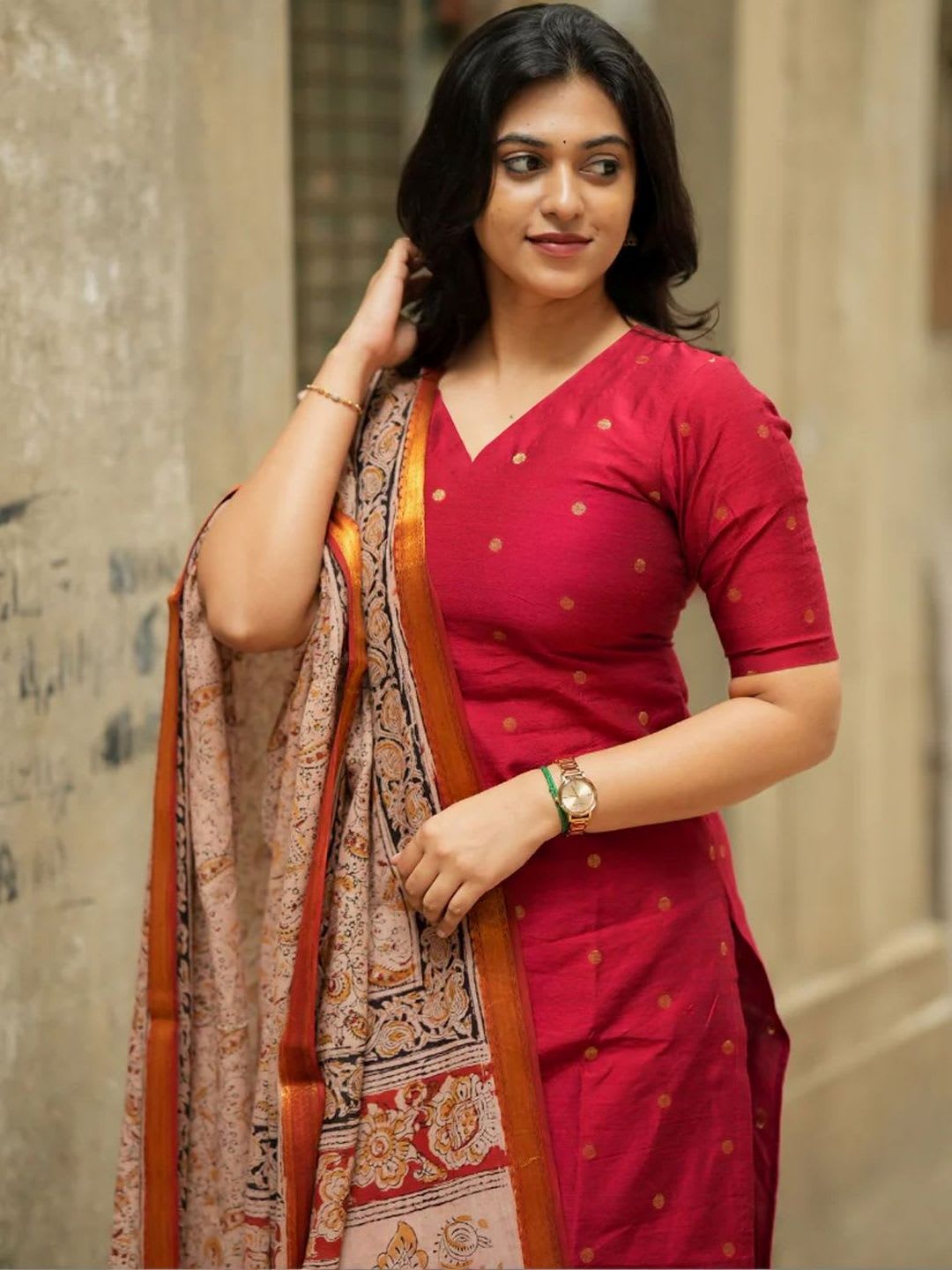 GoSriKi Women Ethnic Motifs Printed Regular Kurta with Trousers & With Dupatta - right view