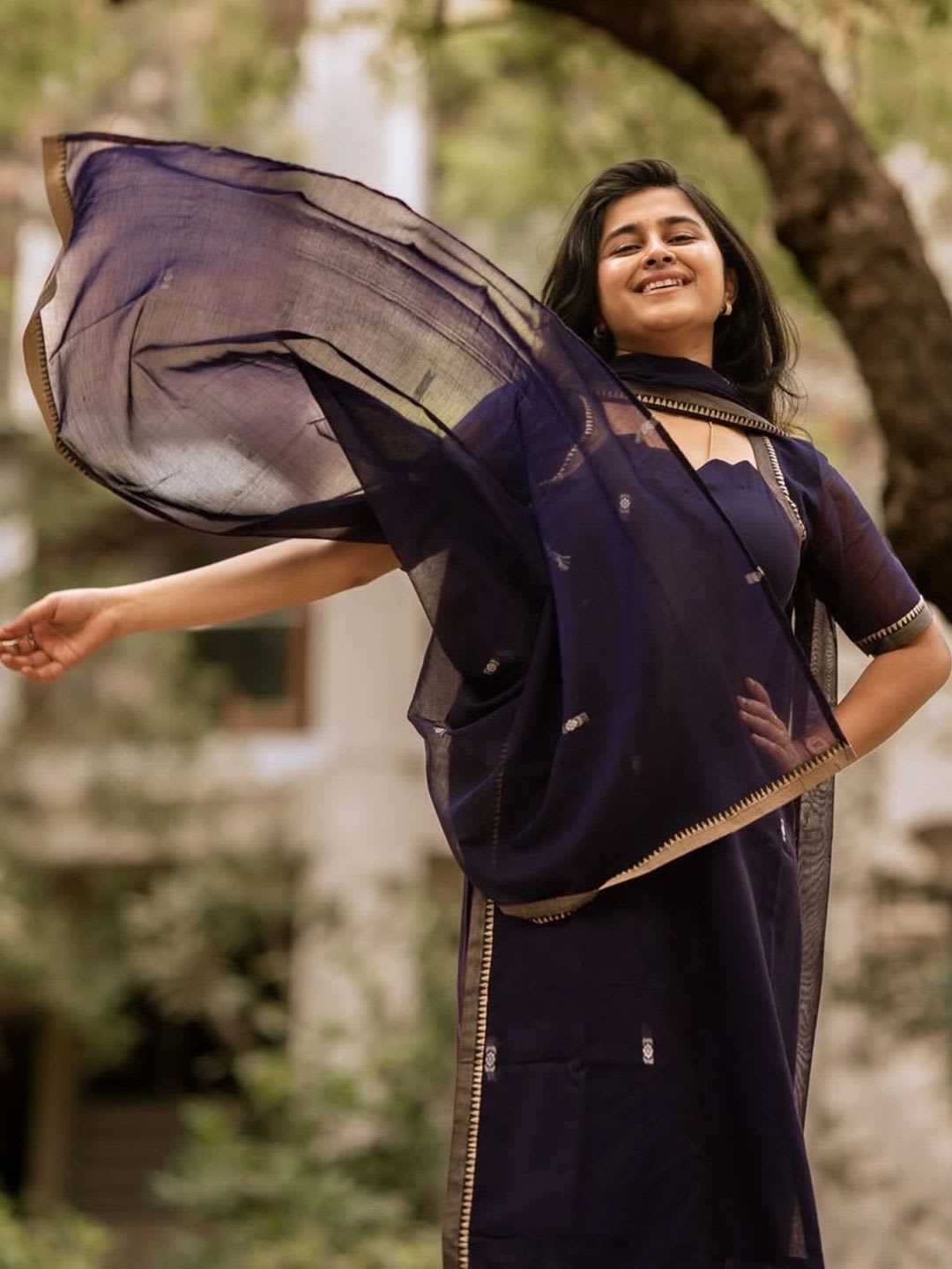 GoSriKi Women Ethnic Motifs Printed Regular Thread Work Kurta with Trousers & With Dupatta - right view