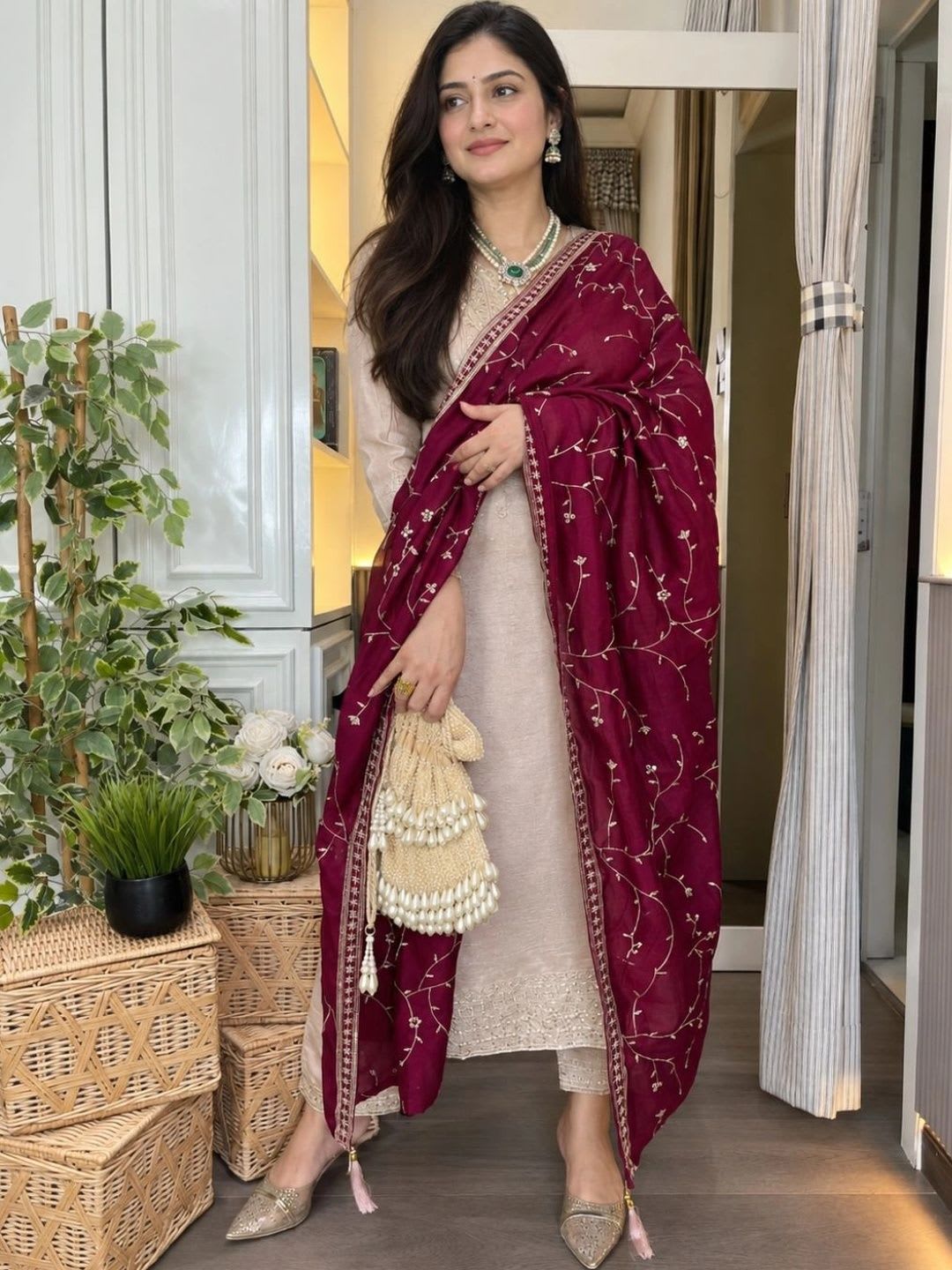Anouk Rustic Women Embroidered Regular Kurta with Trousers & With Dupatta - default view