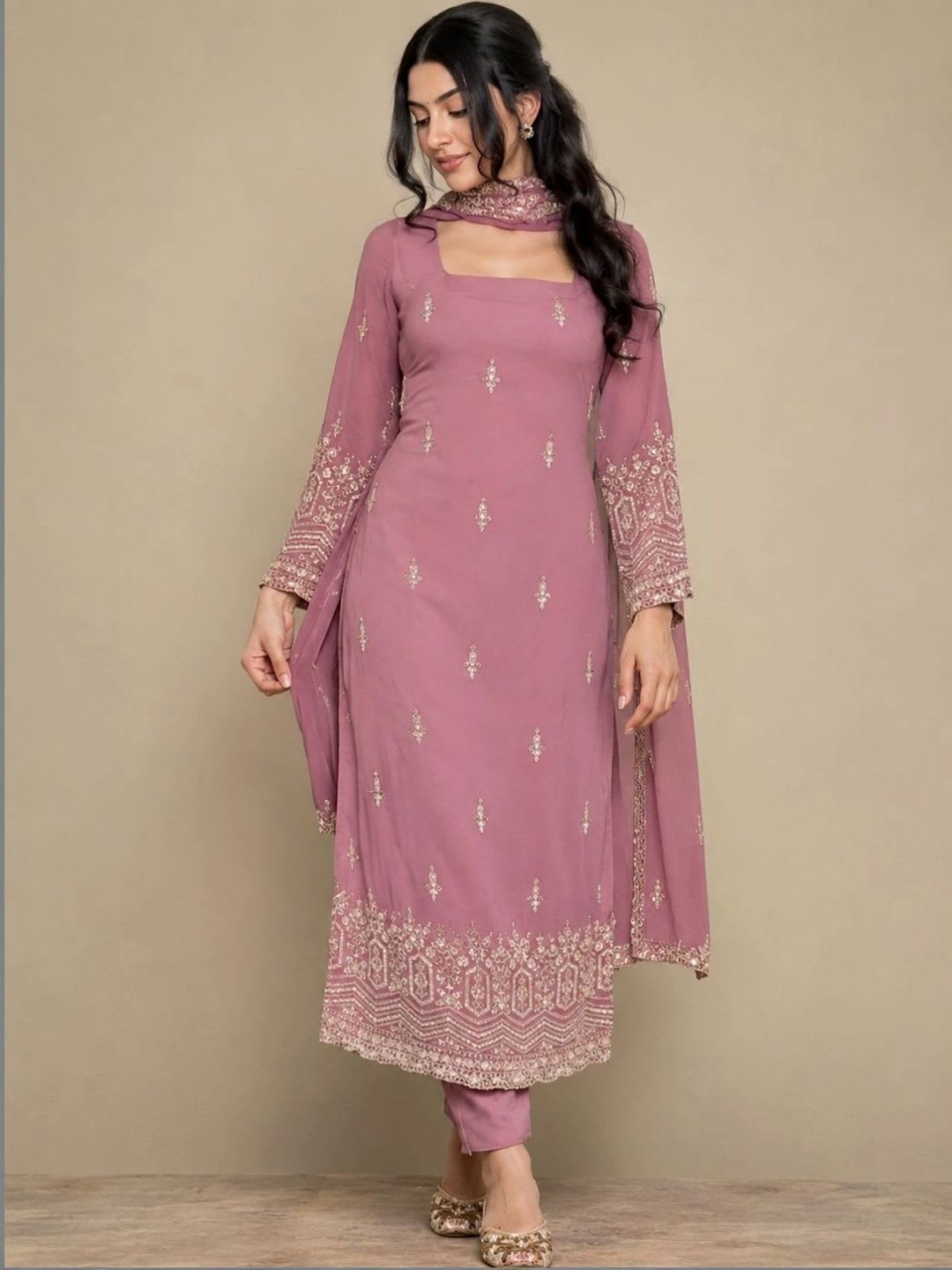 Moda Rapido Women Ethnic Motifs Embroidered Regular Kurta with Trousers & With Dupatta - default view