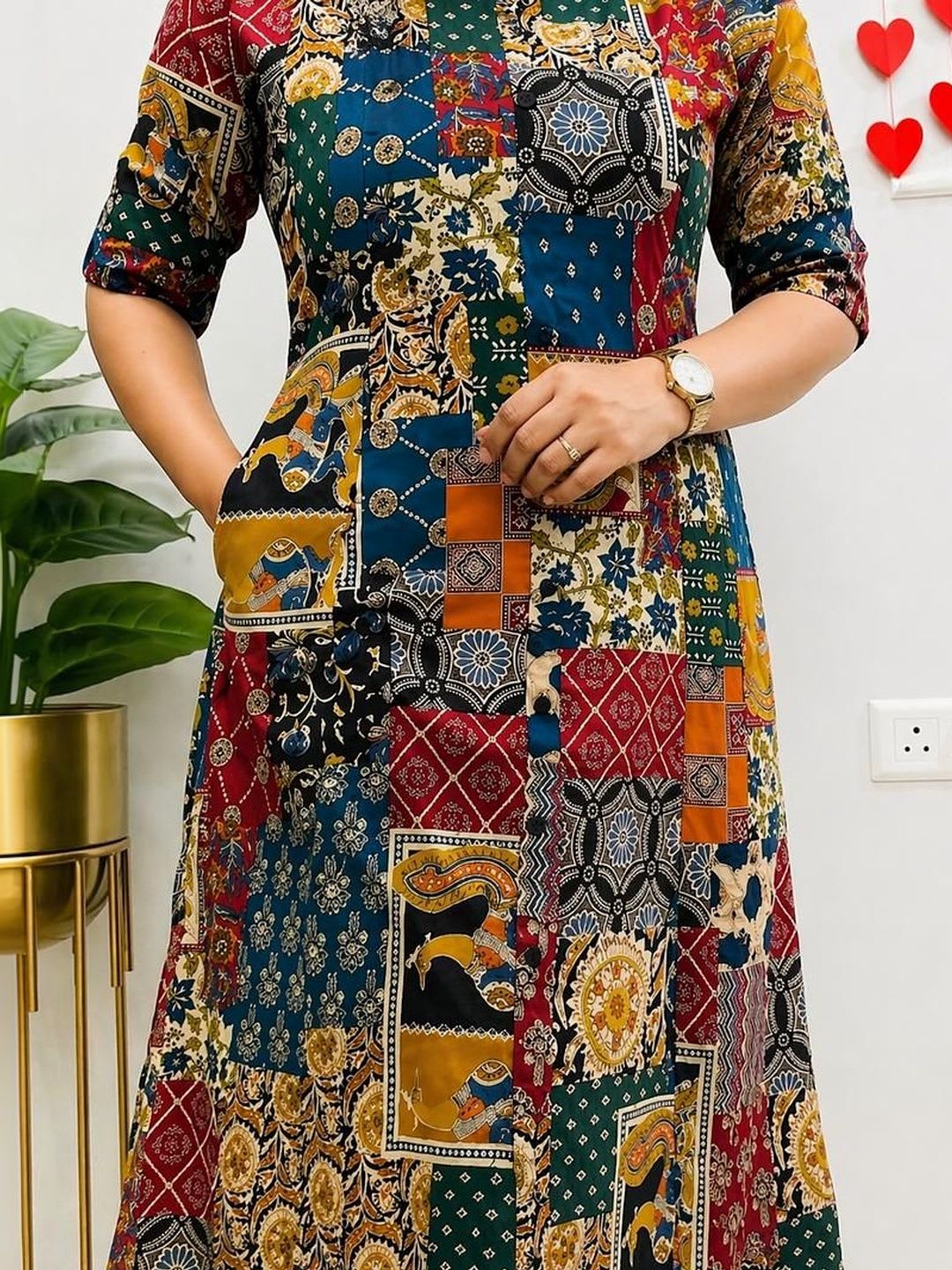 Sangria Women Ethnic Motifs Printed Regular Pure Cotton Kurta with Trousers - right view