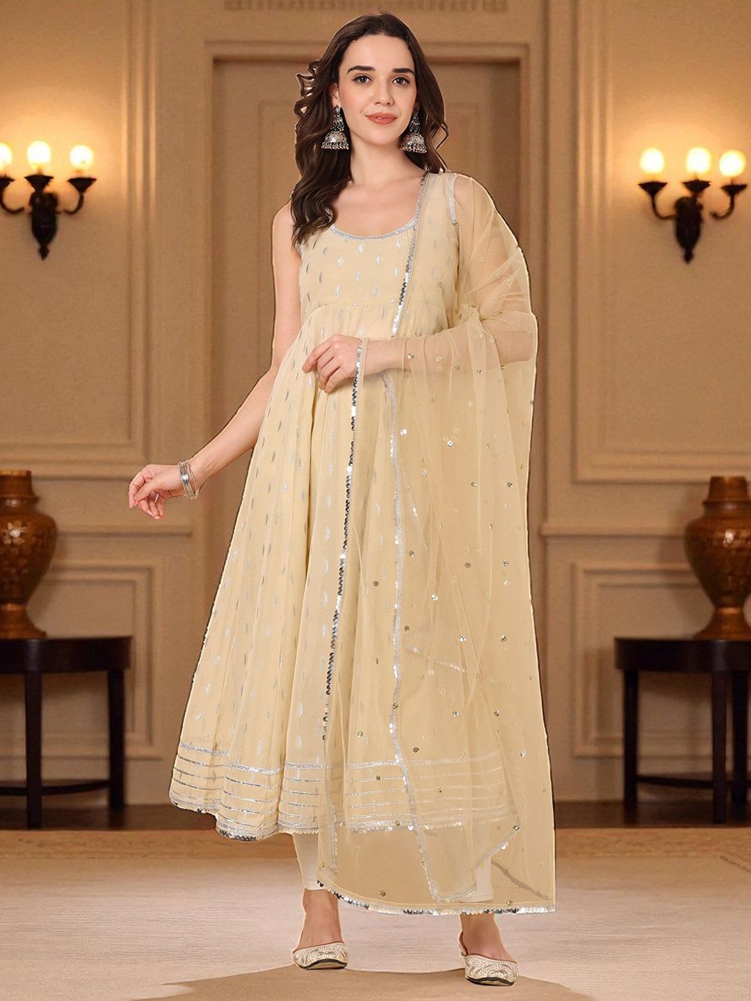 Azira Women Ethnic Motifs Embroidered Festive Anarkali Kurta with Dupatta - default view