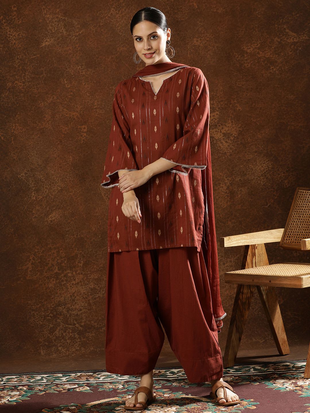 Anouk Women Printed Regular Pure Cotton Kurta Farshi Salwar with Dupatta - default view