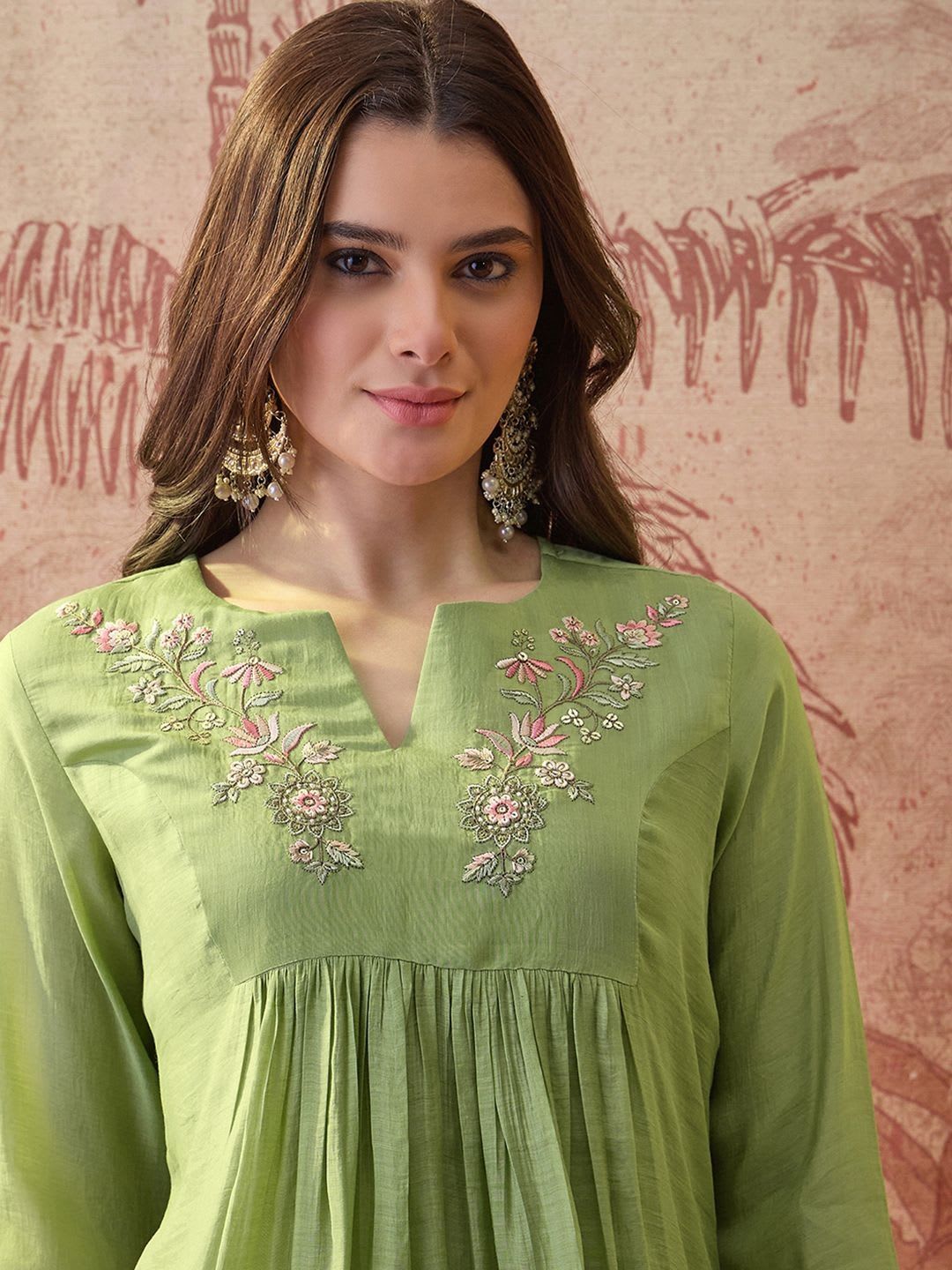 Sangria Embroidered Round Neck Kurta & Trousers Kurta Sets - back view