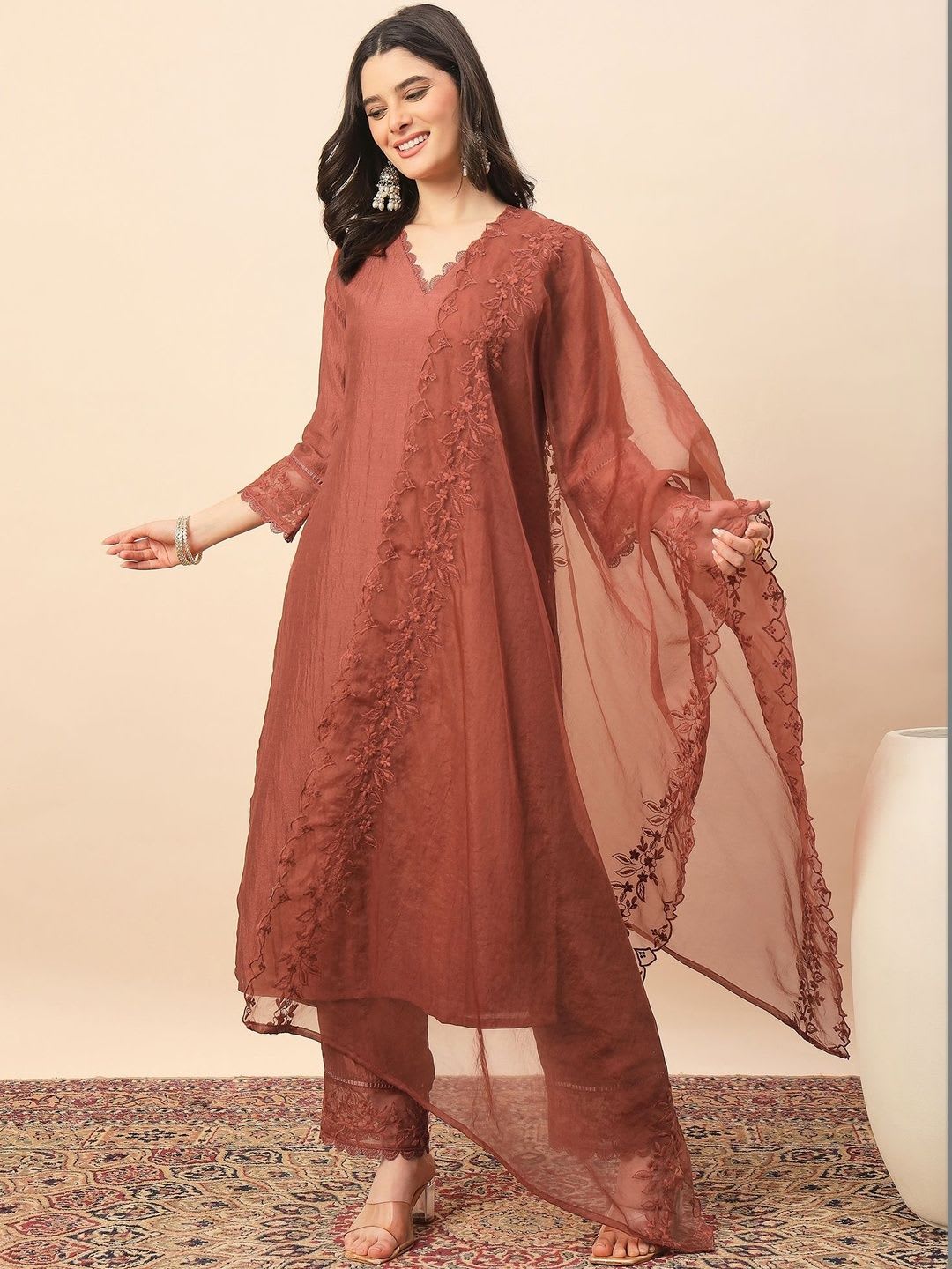 House of Pataudi Kurta Pant Dupatta Set Women Kurta Sets - default view