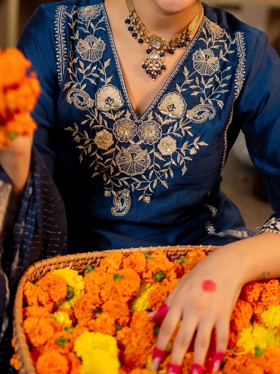 Anouk Rustic Women Ethnic Motifs Embroidered Regular Thread Work Kurta with Trousers & With Dupatta - right view