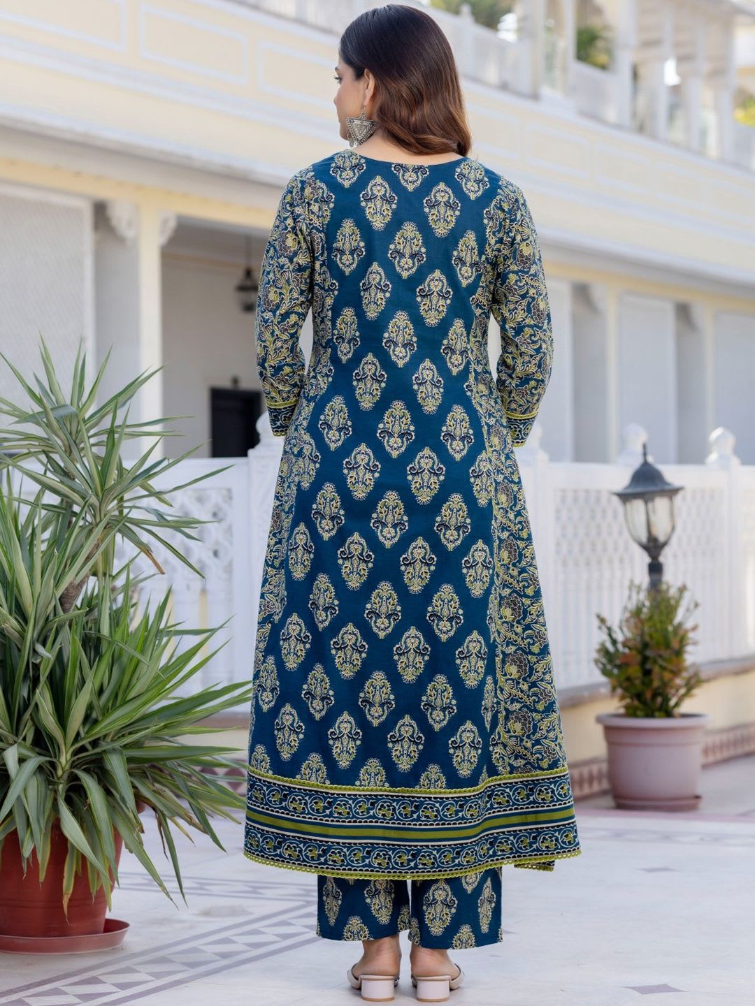 Anouk Women Motifs Printed Regular Mirror Work Pure Cotton Kurta with Trousers & Dupatta - right view