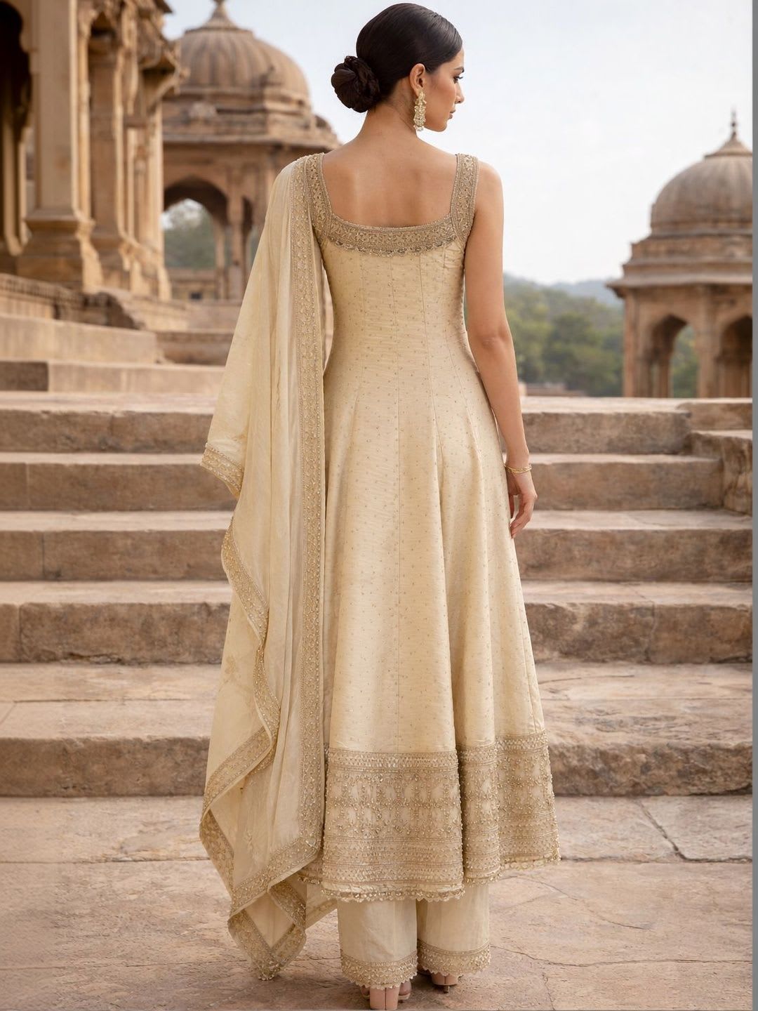 House of Pataudi Embroidered Kurta & Trousers Kurta Sets - right view