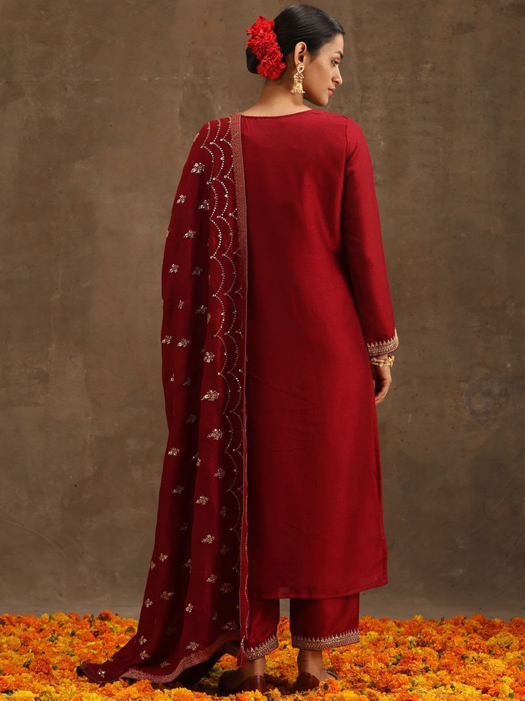 Libas Women Ethnic Motifs Embroidered Kurta with Trousers & Dupatta - right view