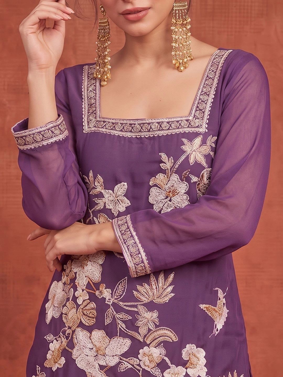 Anouk Women Ethnic Motifs Embroidered Regular Kurti with Palazzos & With Dupatta - right view