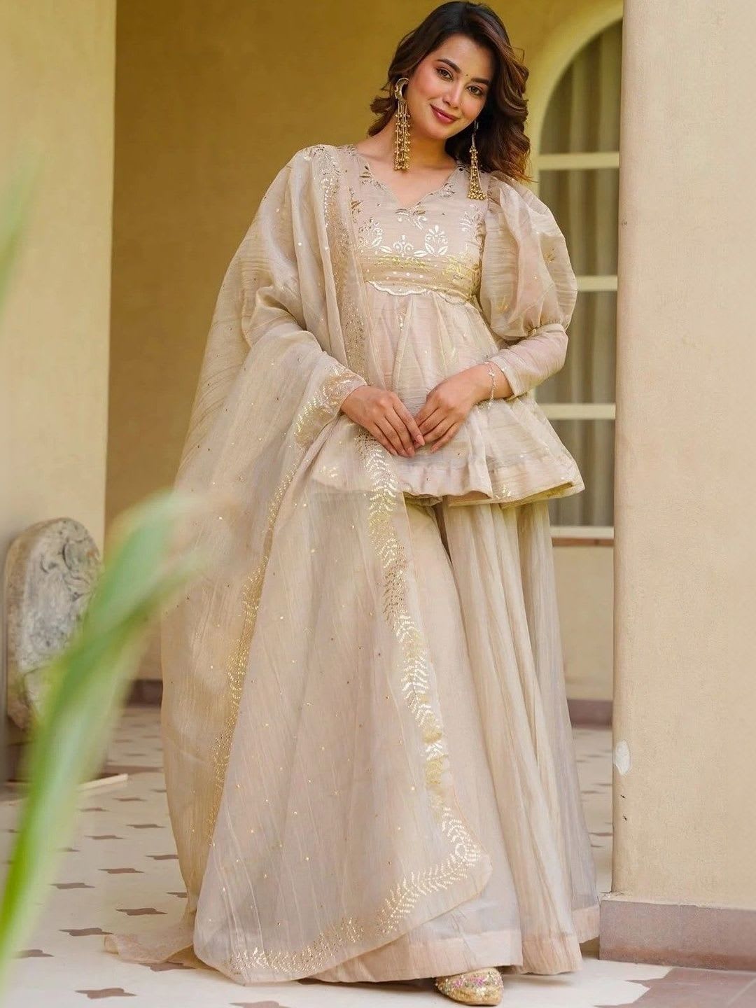 KALINI Women Floral Empire Kurta with Sharara & With Dupatta - default view