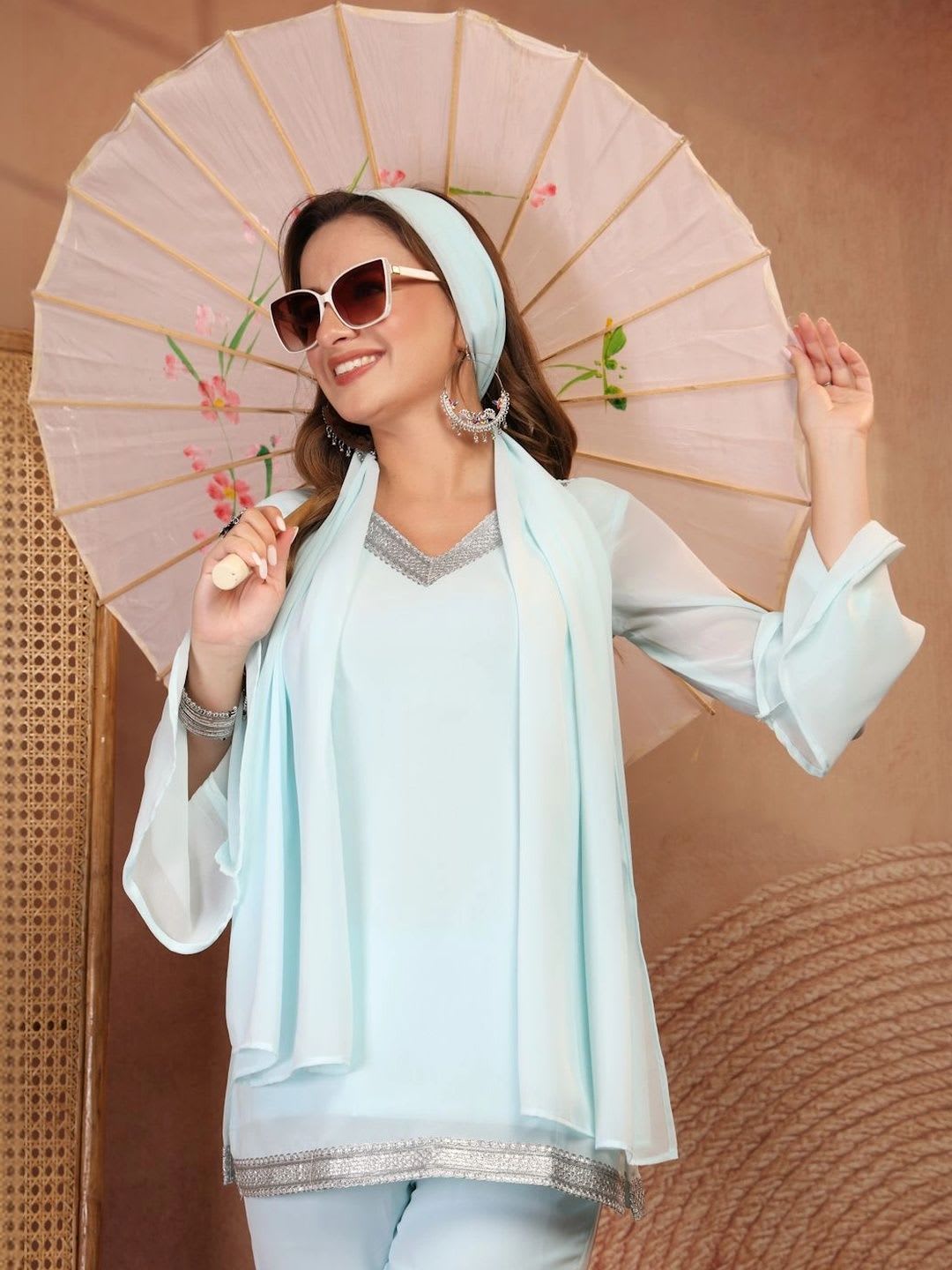 Ramyka Women Regular Kurta with Palazzos & With Dupatta - back view