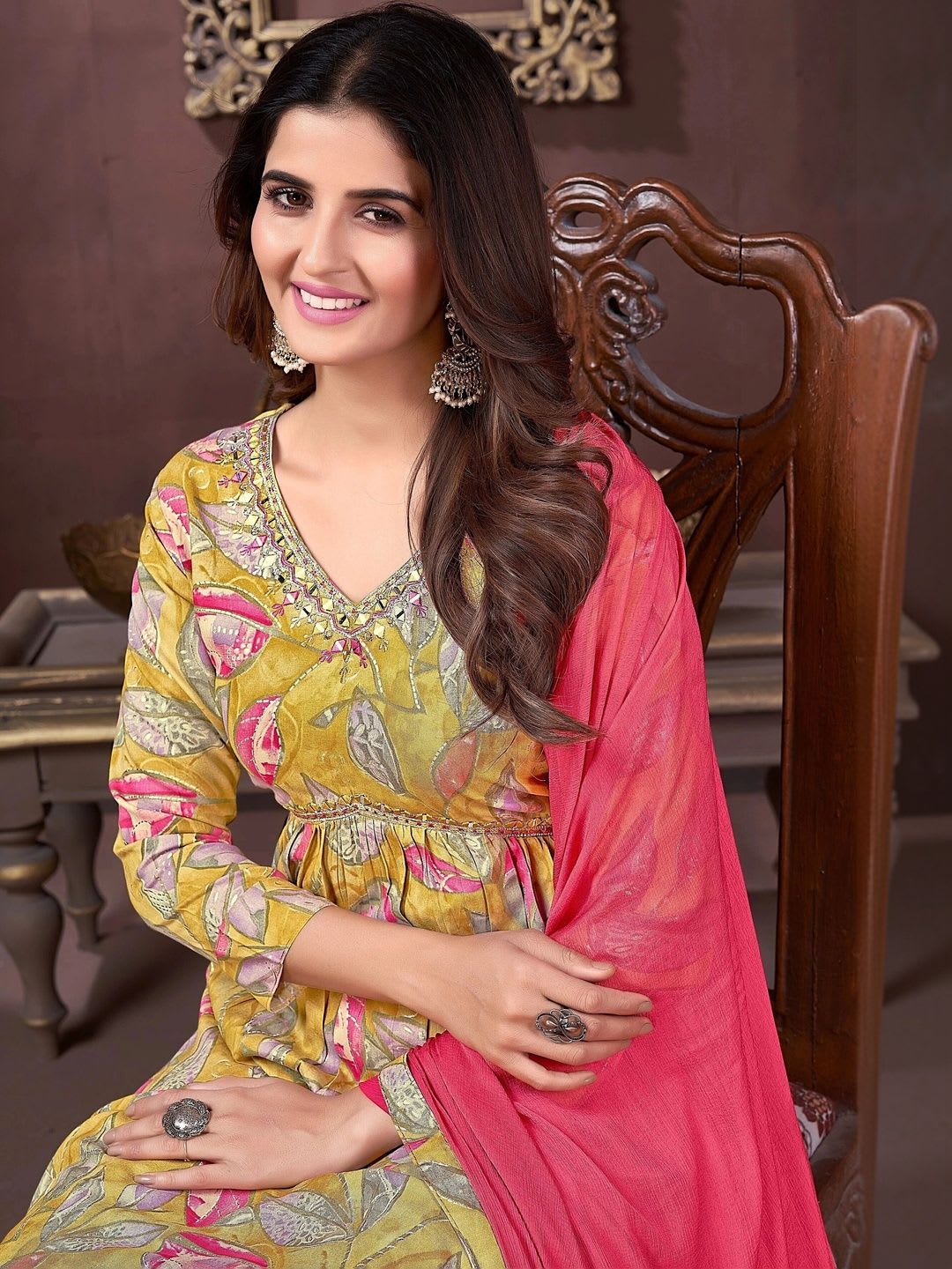 KAILASH FAB Women Ethnic Motifs Printed Regular Kurta with Trousers & With Dupatta - right view