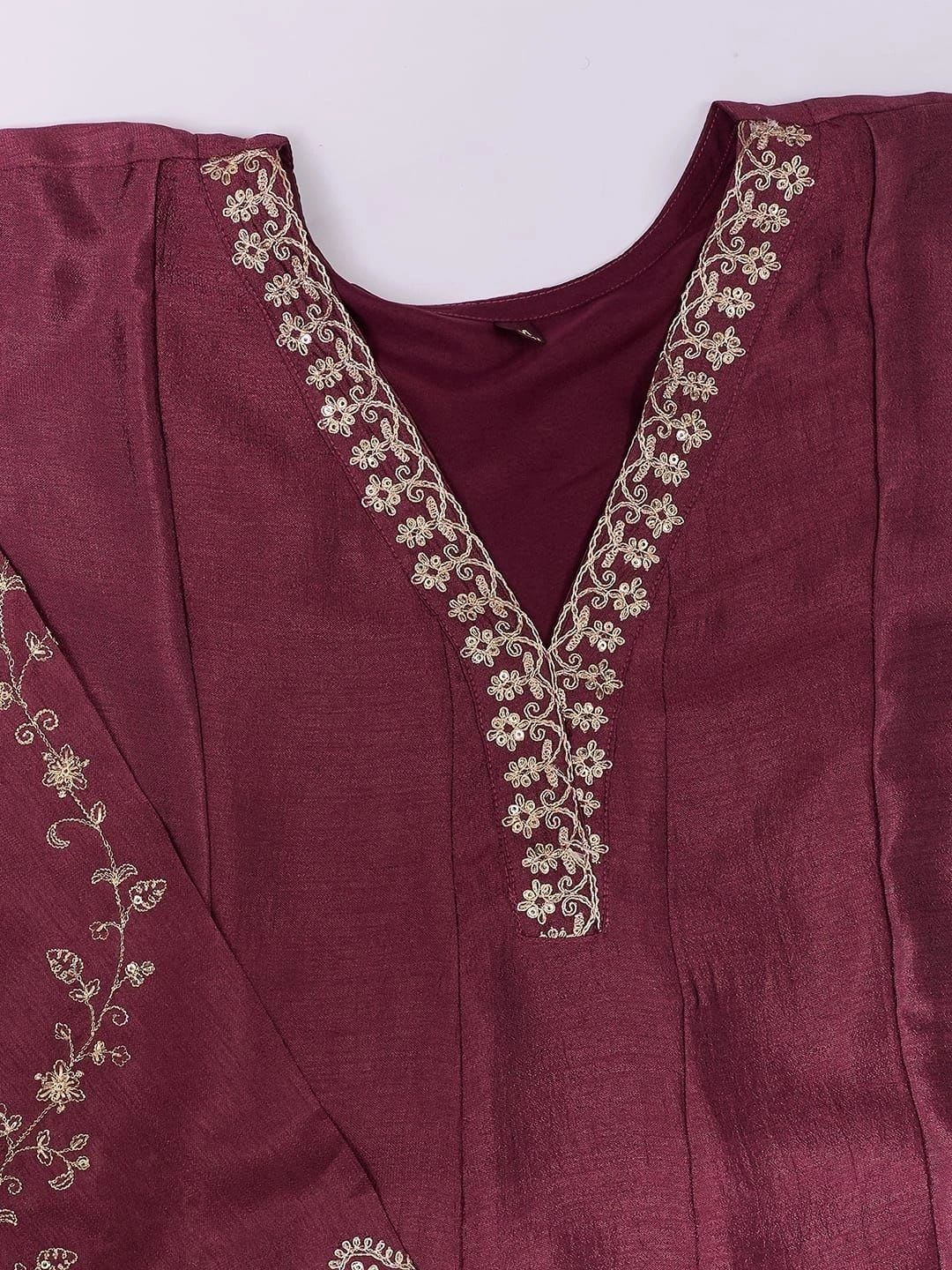 BRILLIANCE Women Ethnic Motifs Embroidered Regular Thread Work Kurta with Trousers & With Dupatta - right view