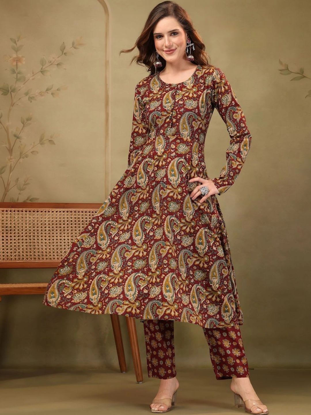 Ramyka Women Paisley Printed Regular Pure Cotton Kurta with Trousers & With Dupatta - default view