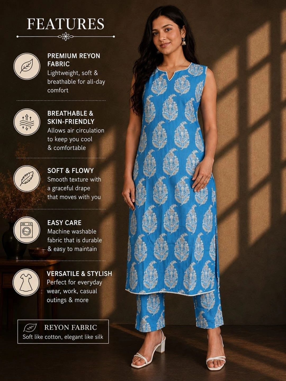 KALINI Women Ethnic Motifs Printed Regular Kurta with Trousers - right view