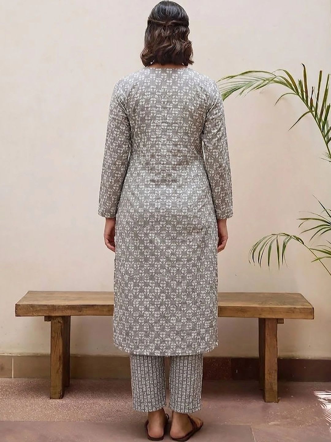 Sangria Women Ethnic Motifs Printed Regular Pure Cotton Kurta with Trousers - left view