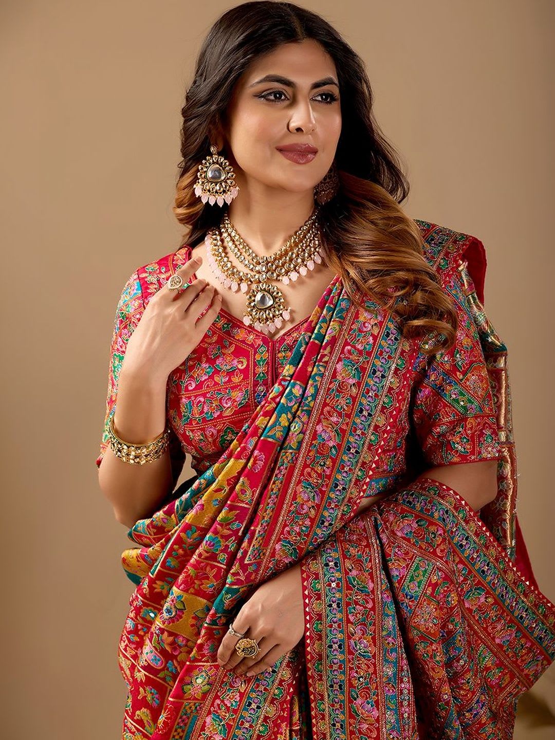 SP SAREES Paisley Embroidered Art Silk Designer Banarasi Saree - left view