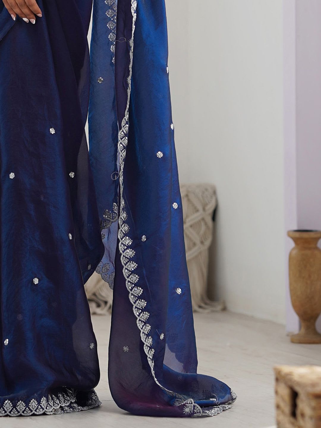 Anouk Embellished Sequinned Tissue Designer Saree - left view