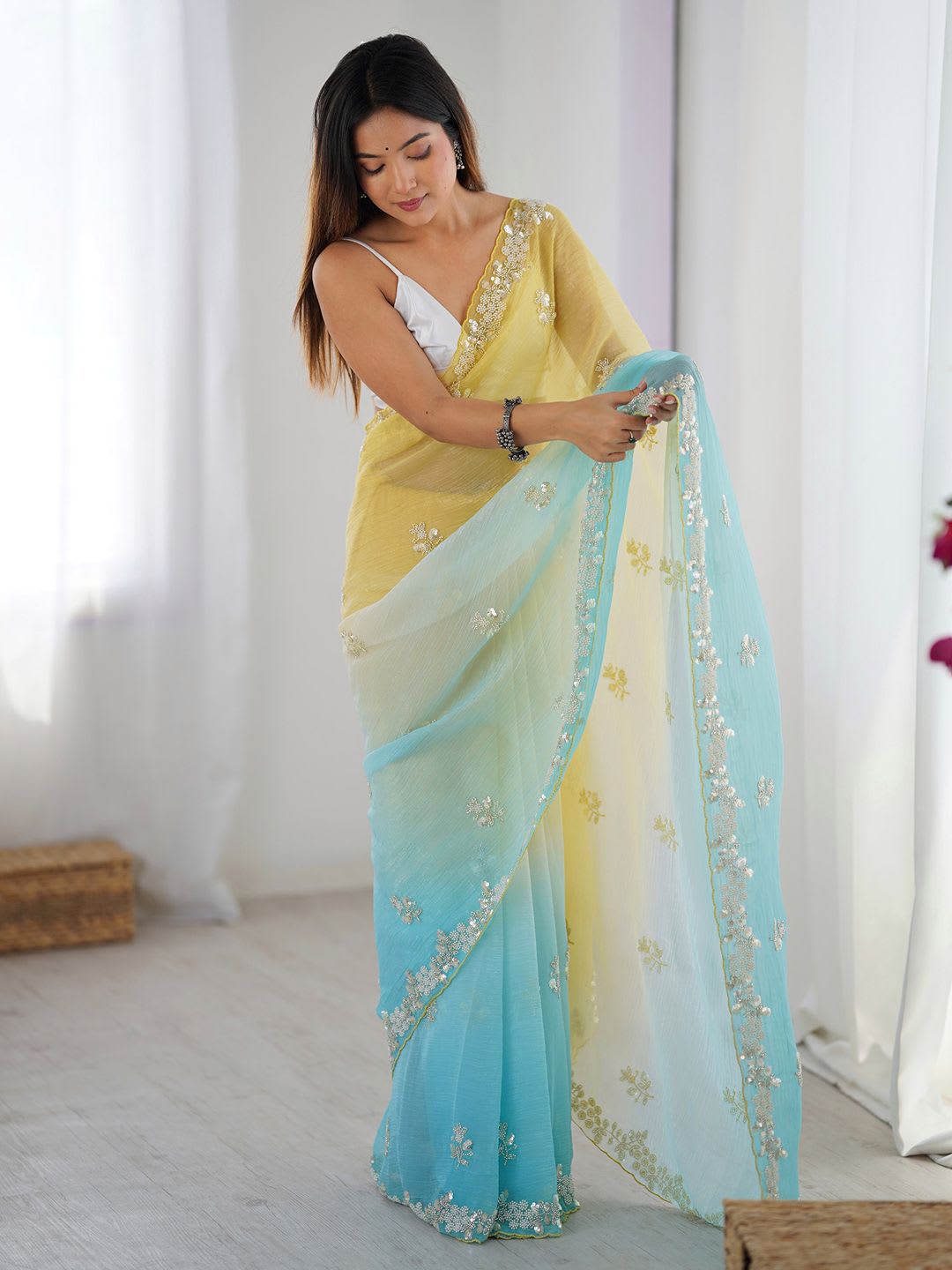 Anouk Embellished Beads and Stones Pure Chiffon Designer Saree - default view
