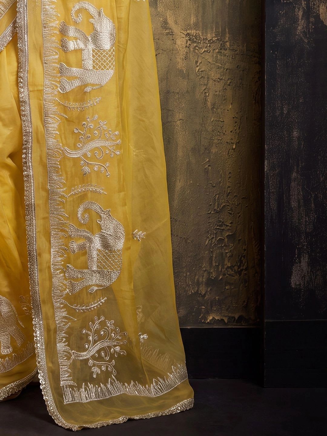 Saree mall Ethnic Motifs Zari Designer Sarees - left view