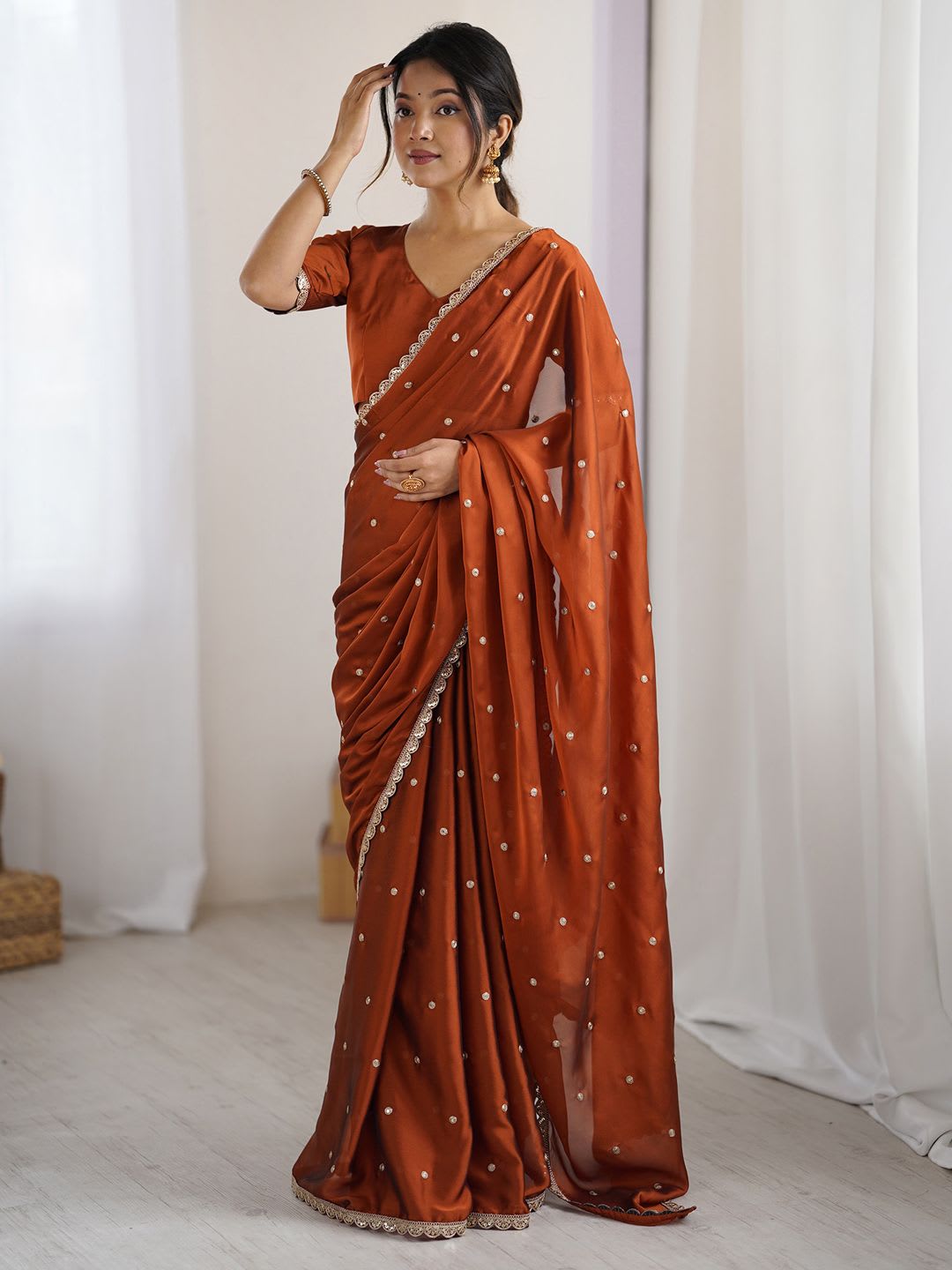 Saree mall Embellished Sequinned Floral Pure Georgette Saree - default view