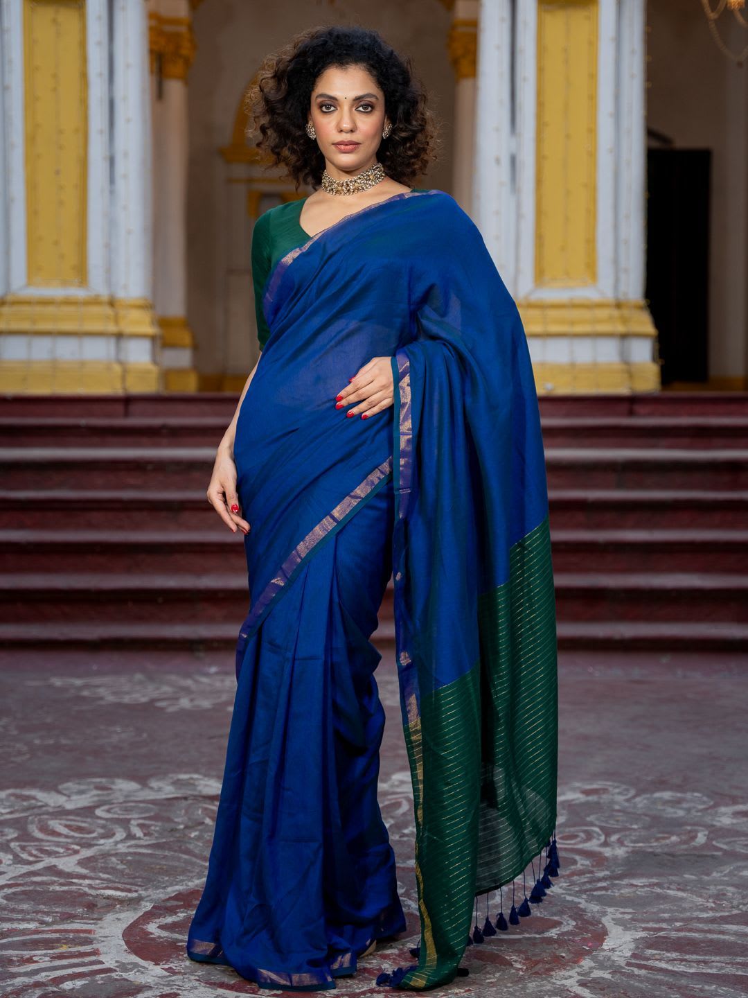 Suta Blue Color Cotton Blend Saree - default view