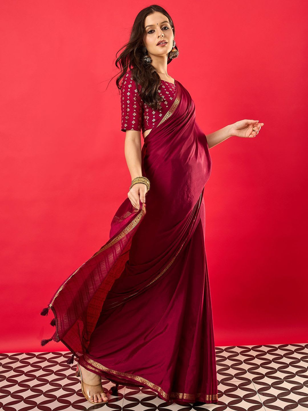 all about you Woven Design Zari Banarasi Saree - back view