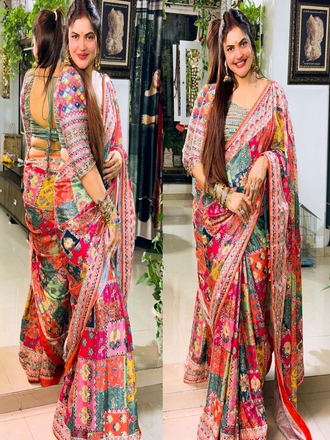 NKV Ethnic Motifs Mirror Work Art Silk Heavy Work Banarasi Saree - default view