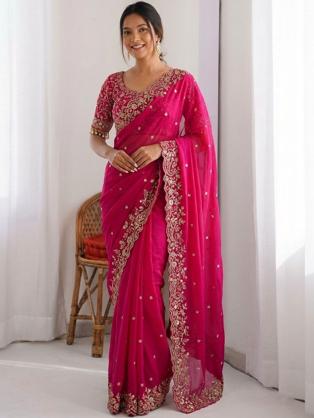 Kalista Embellished Zari Satin Heavy Work Saree - default view