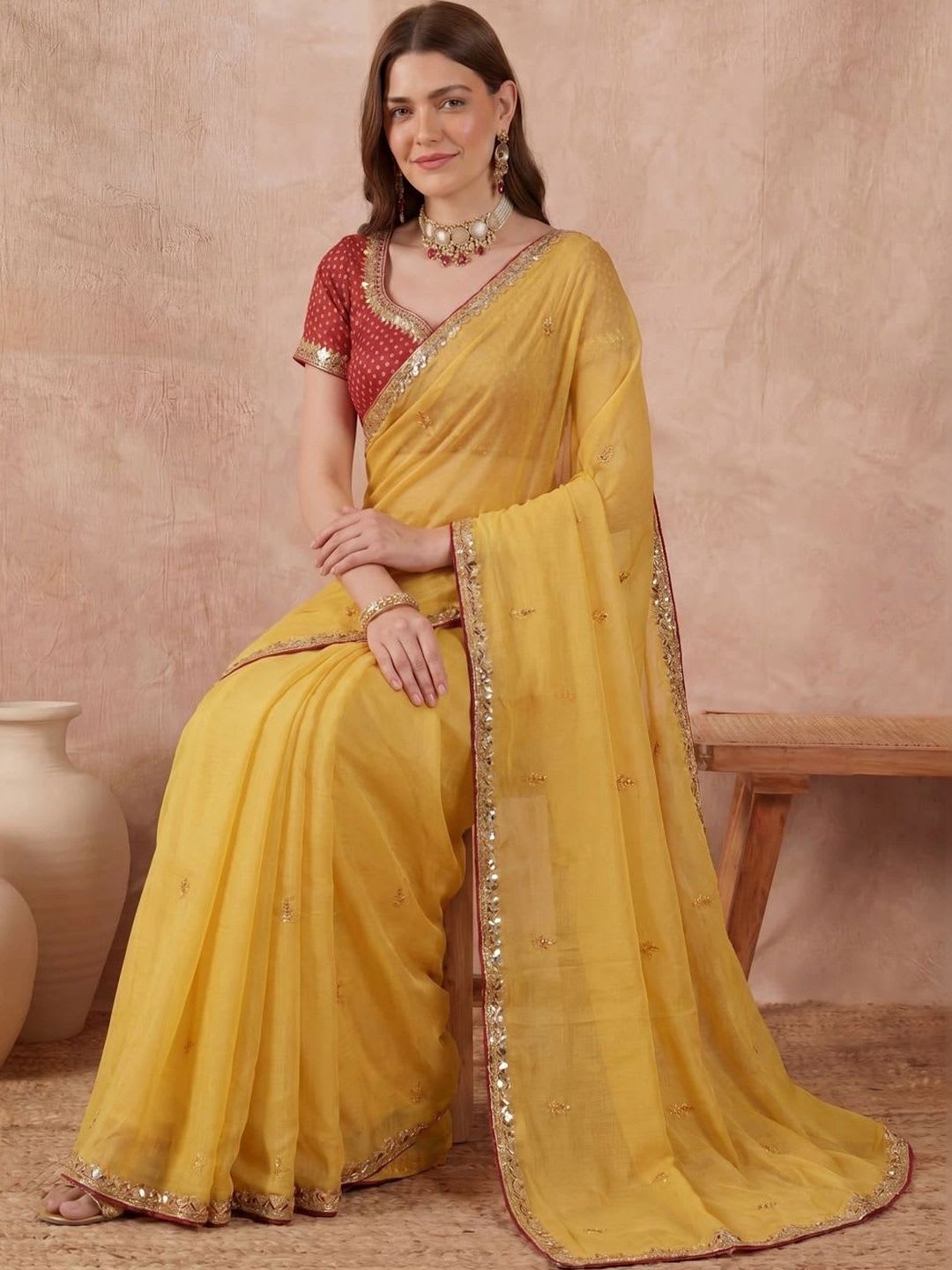 Subhash Pure Chiffon Saree - right view