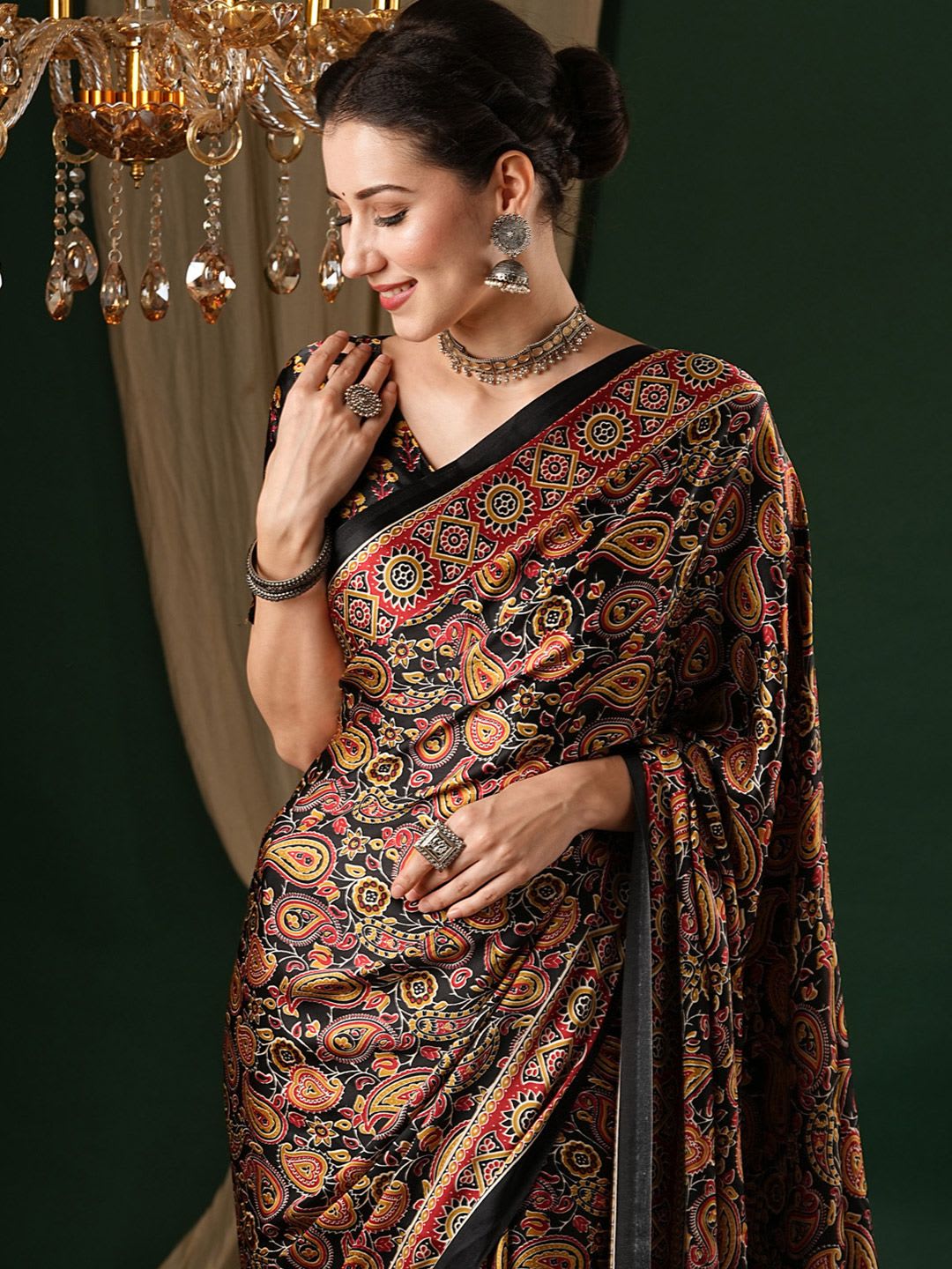 Anouk Ethnic Motifs Pure Crepe Saree - default view