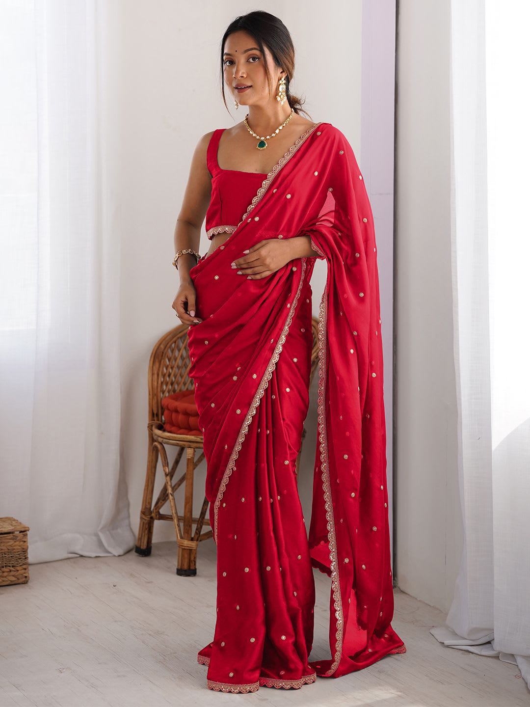 Saree mall Embellished Sequinned Floral Pure Georgette Saree - default view