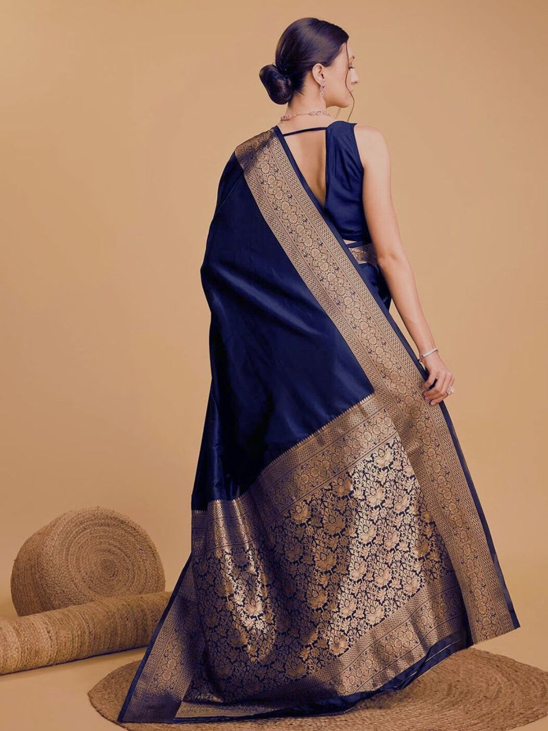 Royal Rajgharana Saree Zari Banarasi Sarees - back view