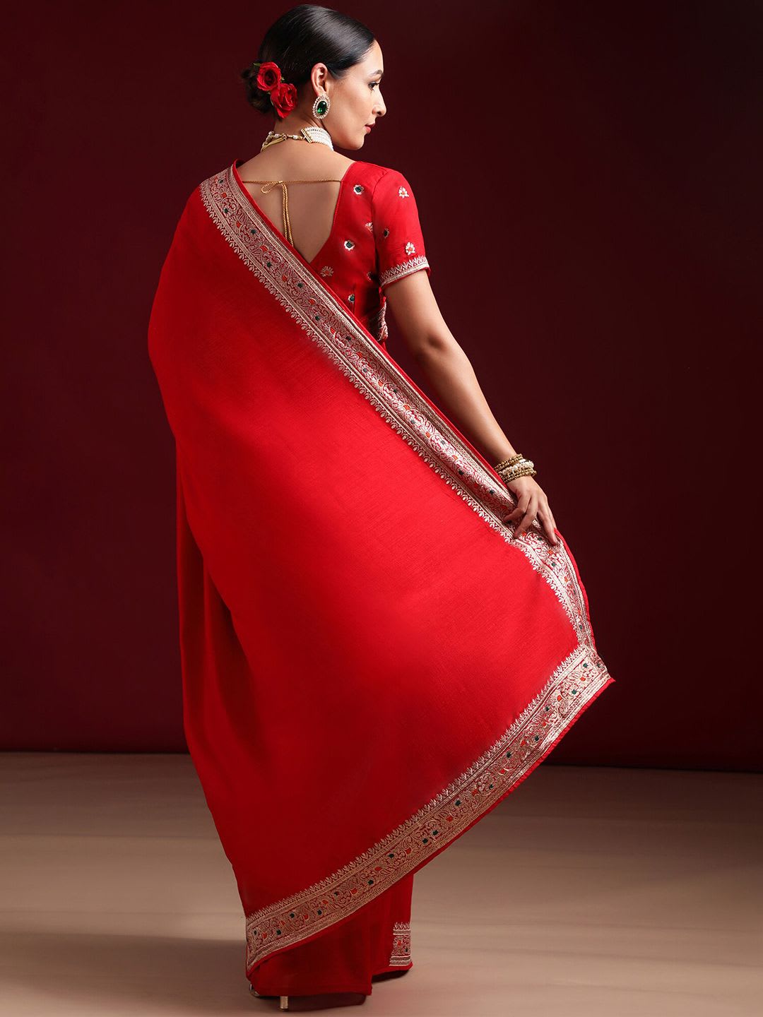 kasee Embroidered Saree - back view