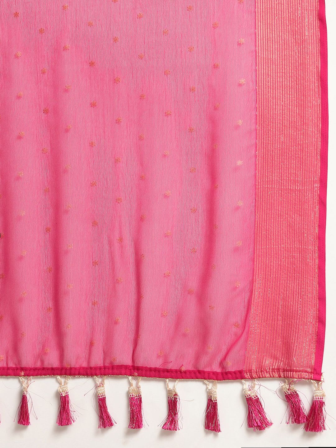 Mitera Pink & Gold-Toned Floral Zari Pure Chiffon Saree - left view