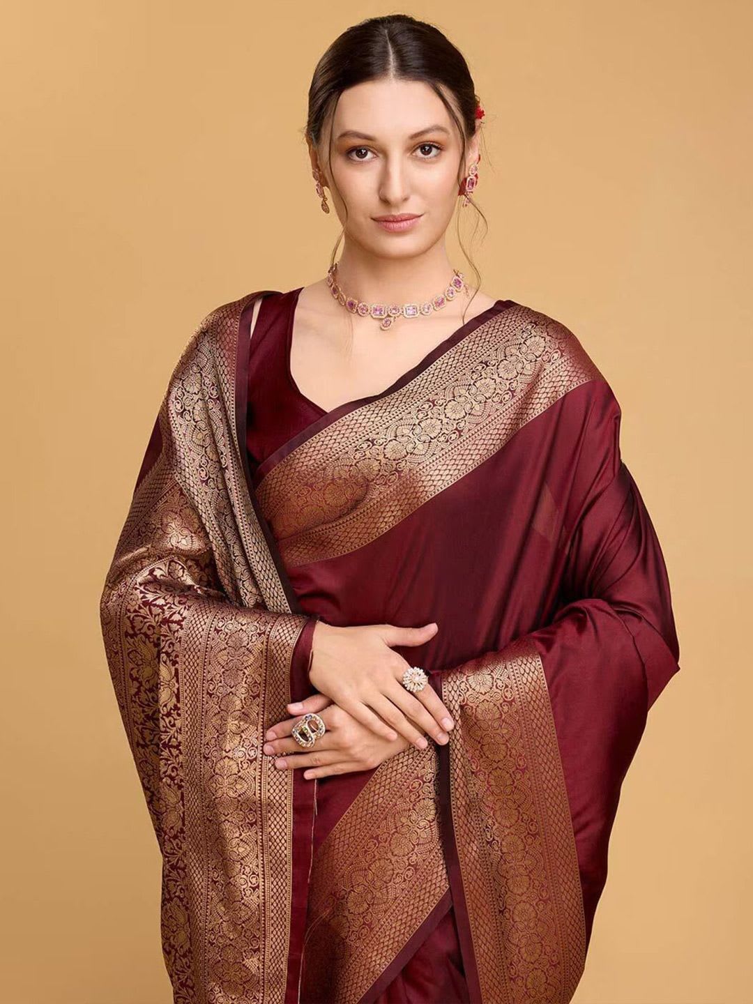 Royal Rajgharana Saree Ethnic Motifs Zari Banarasi Sarees - left view