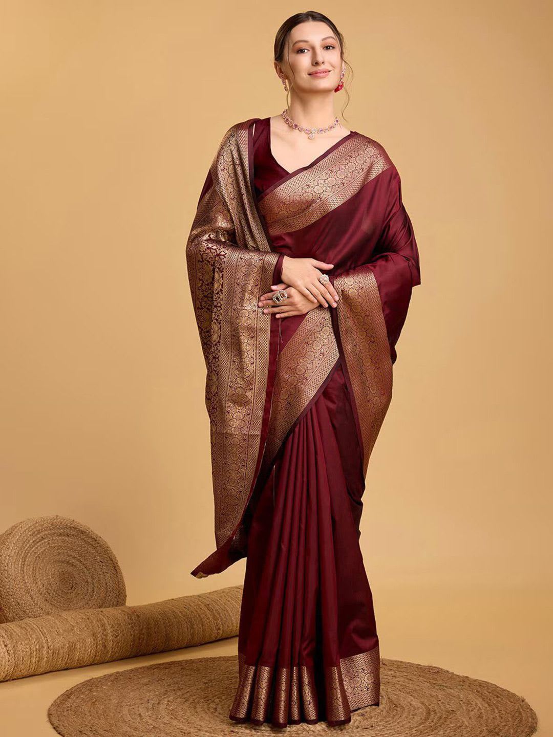 Royal Rajgharana Saree Ethnic Motifs Zari Banarasi Sarees - right view