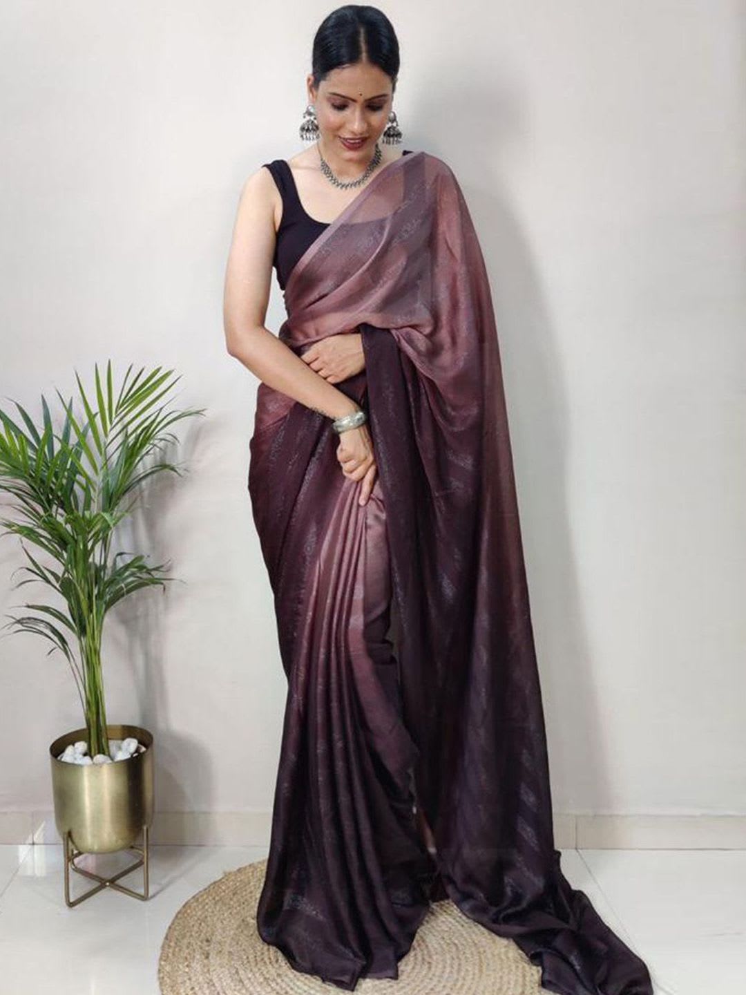 Anouk Rustic Ombre Poly Georgette Ready to Wear Saree - default view