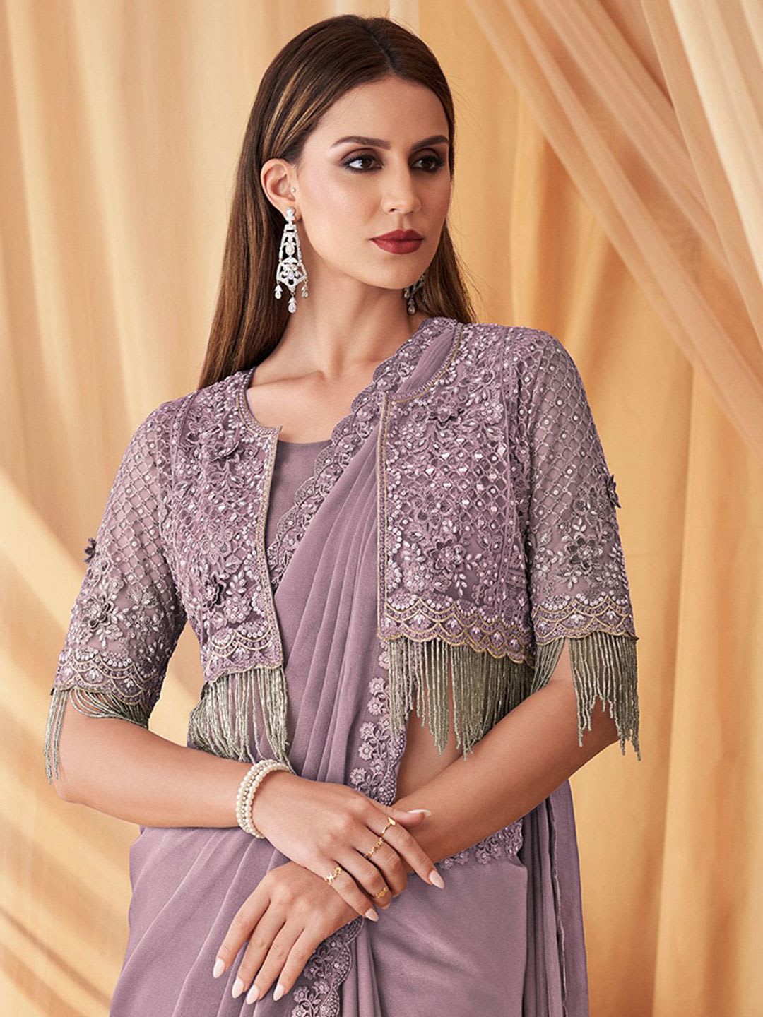 Mitera Embellished Sequinned Poly Georgette Saree - default view