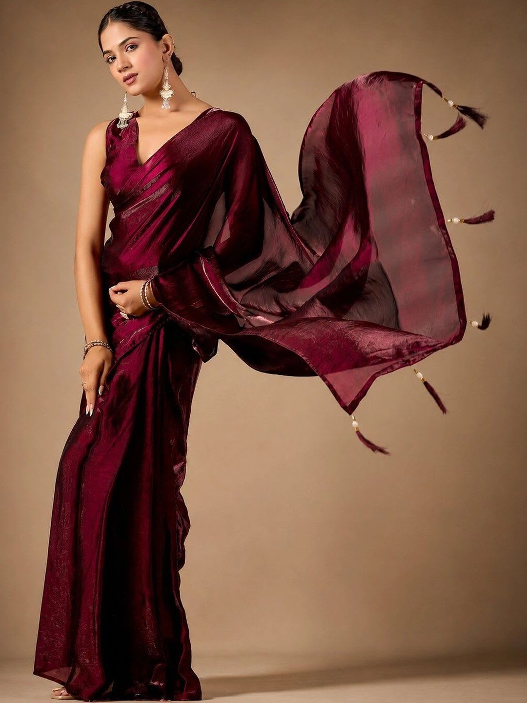 house of kk Satin Ready To Wear Saree - default view