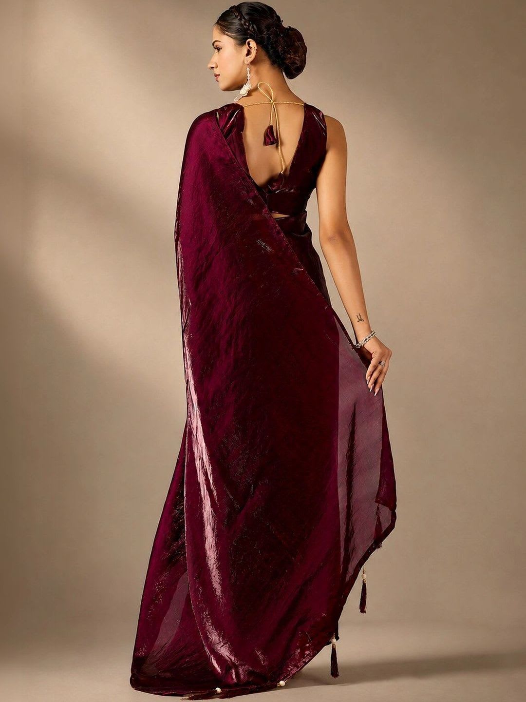 house of kk Satin Ready To Wear Saree - left view