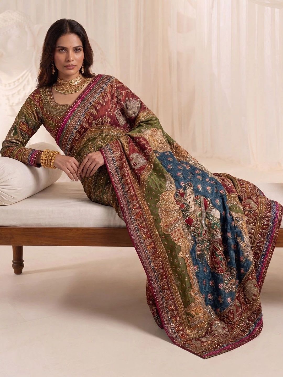 THE THIRD LABEL Embroidered Saree - default view