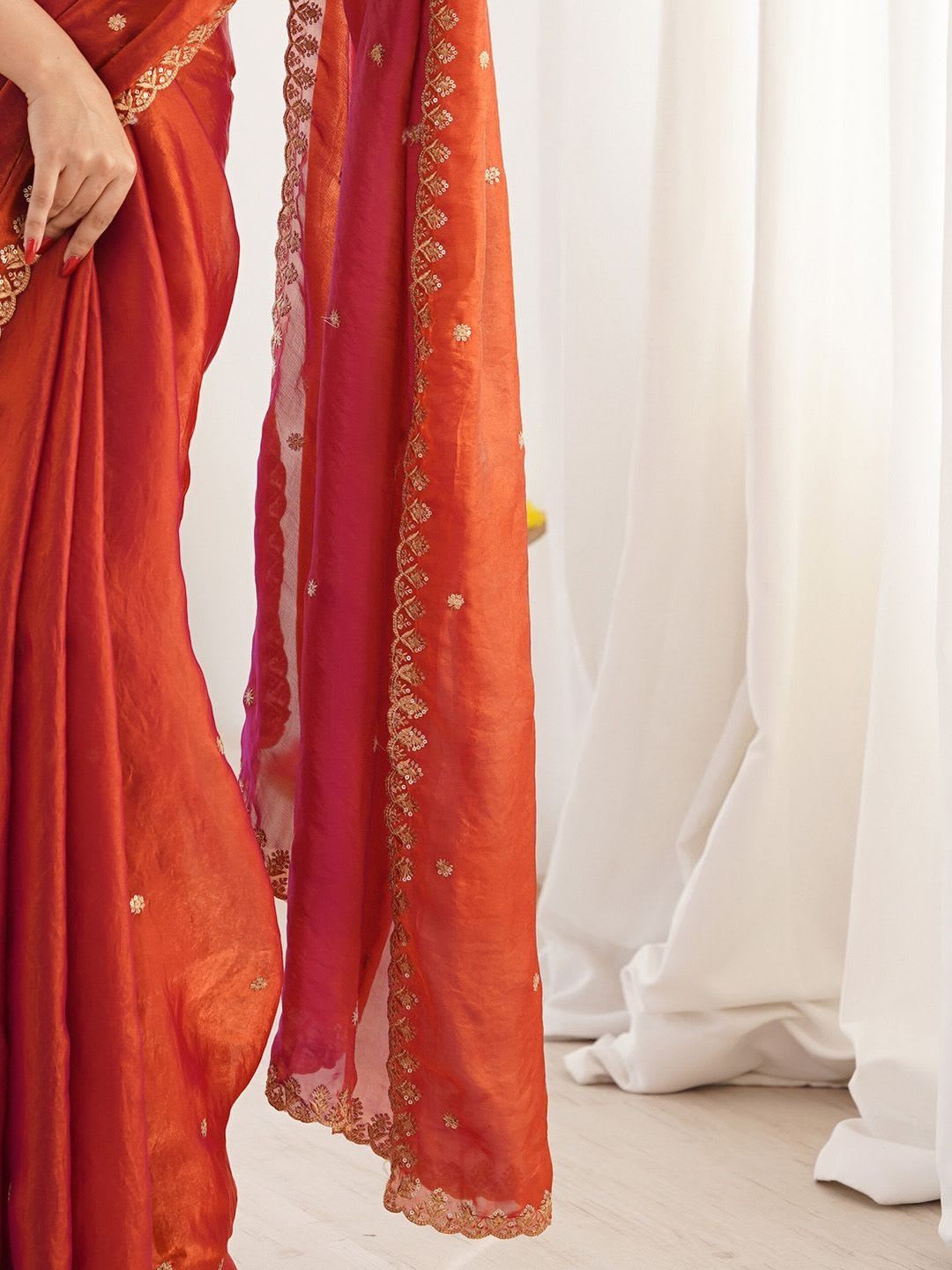 Saree mall Embellished Embroidered Tissue Designer Sarees - right view
