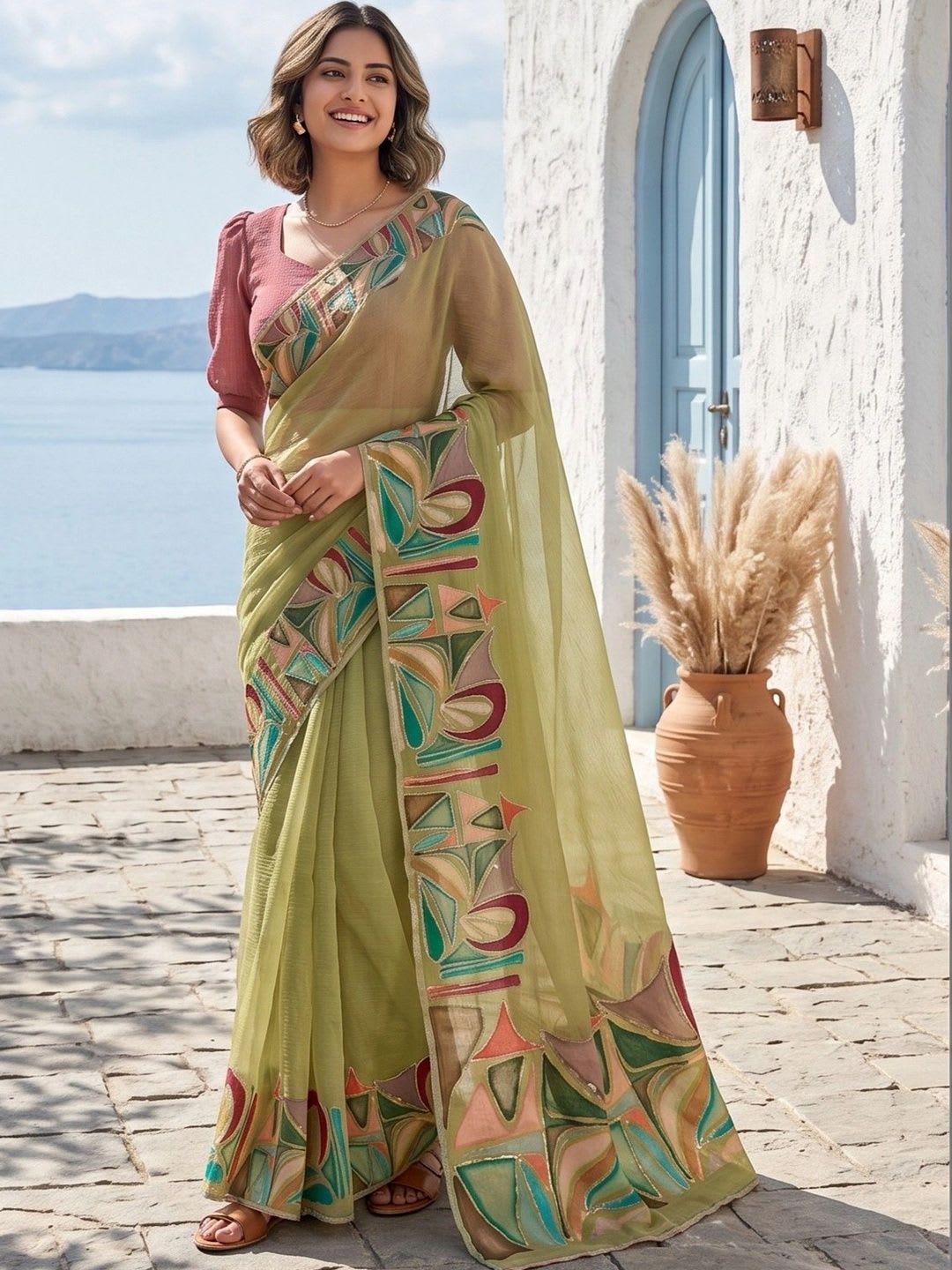 HALKA FULKA Poly Chiffon Designer Saree - default view