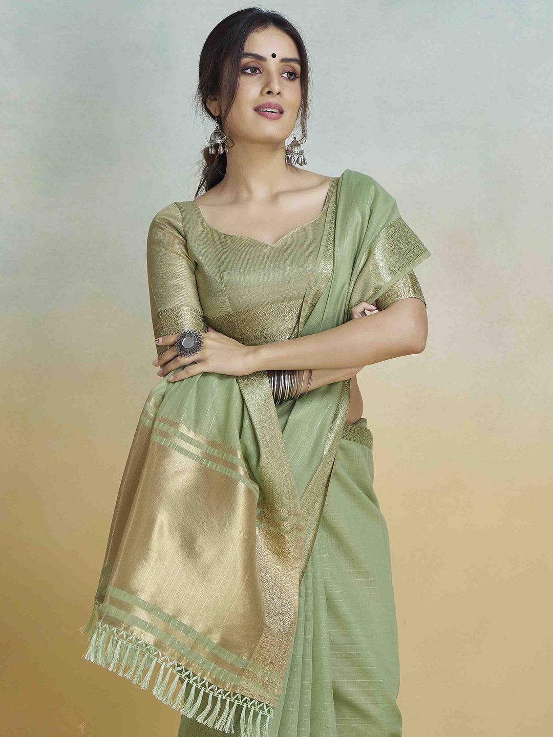 Mitera Woven Design Zari Saree - right view