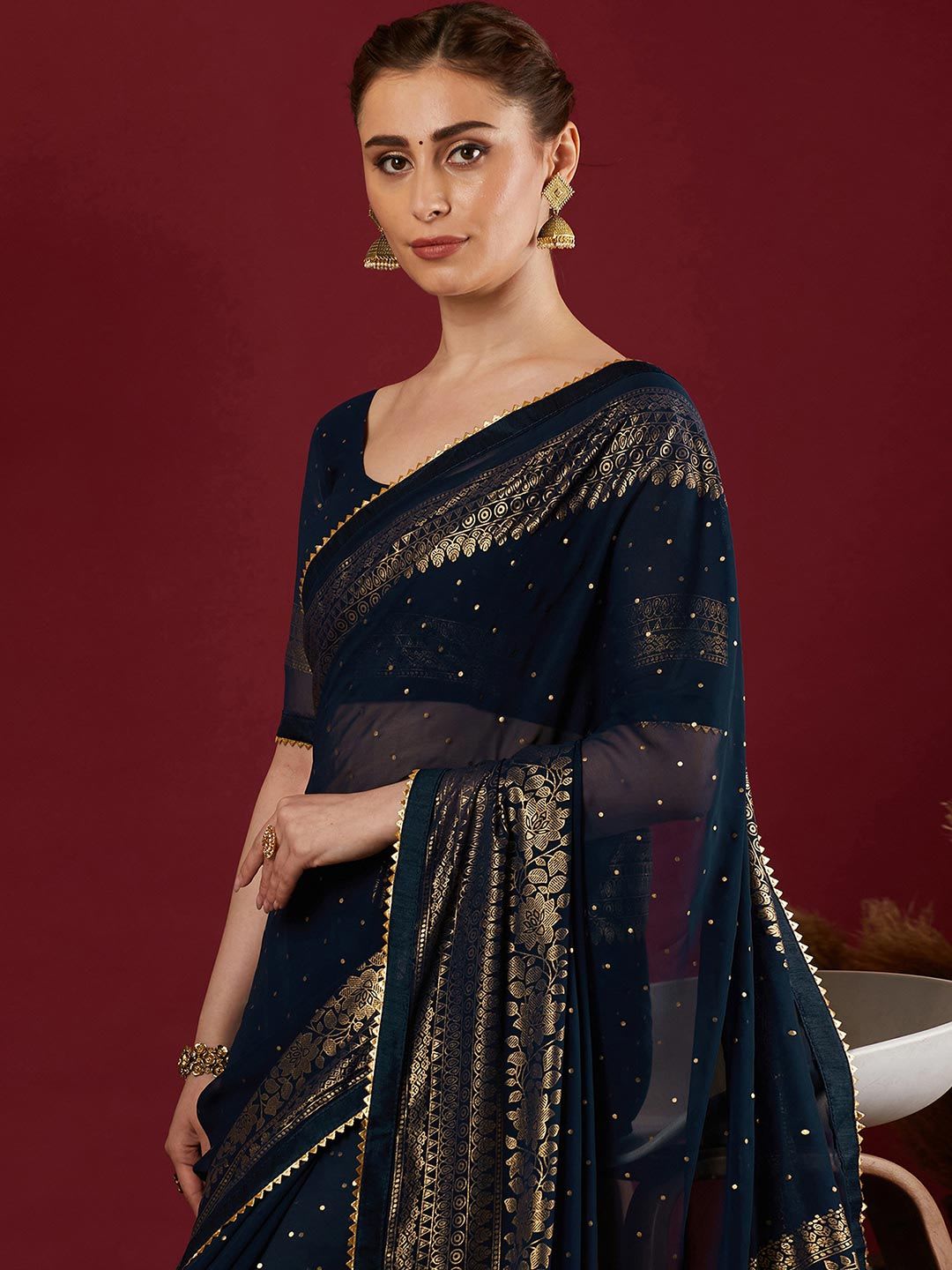 KALINI Women Woven Design Saree With Unstiched Blouse Piece - default view