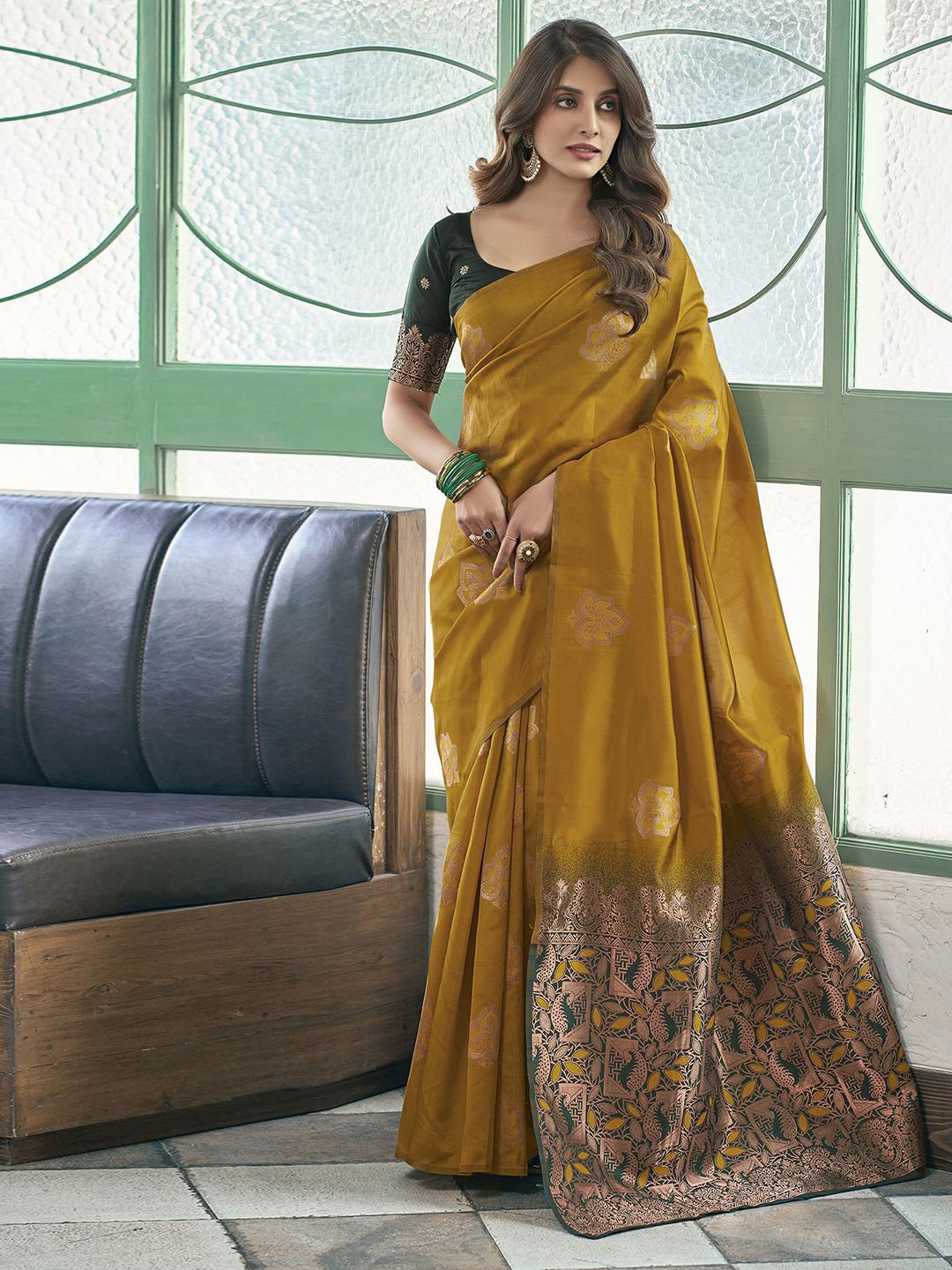 KALINI Floral Zari Silk Blend Saree - default view